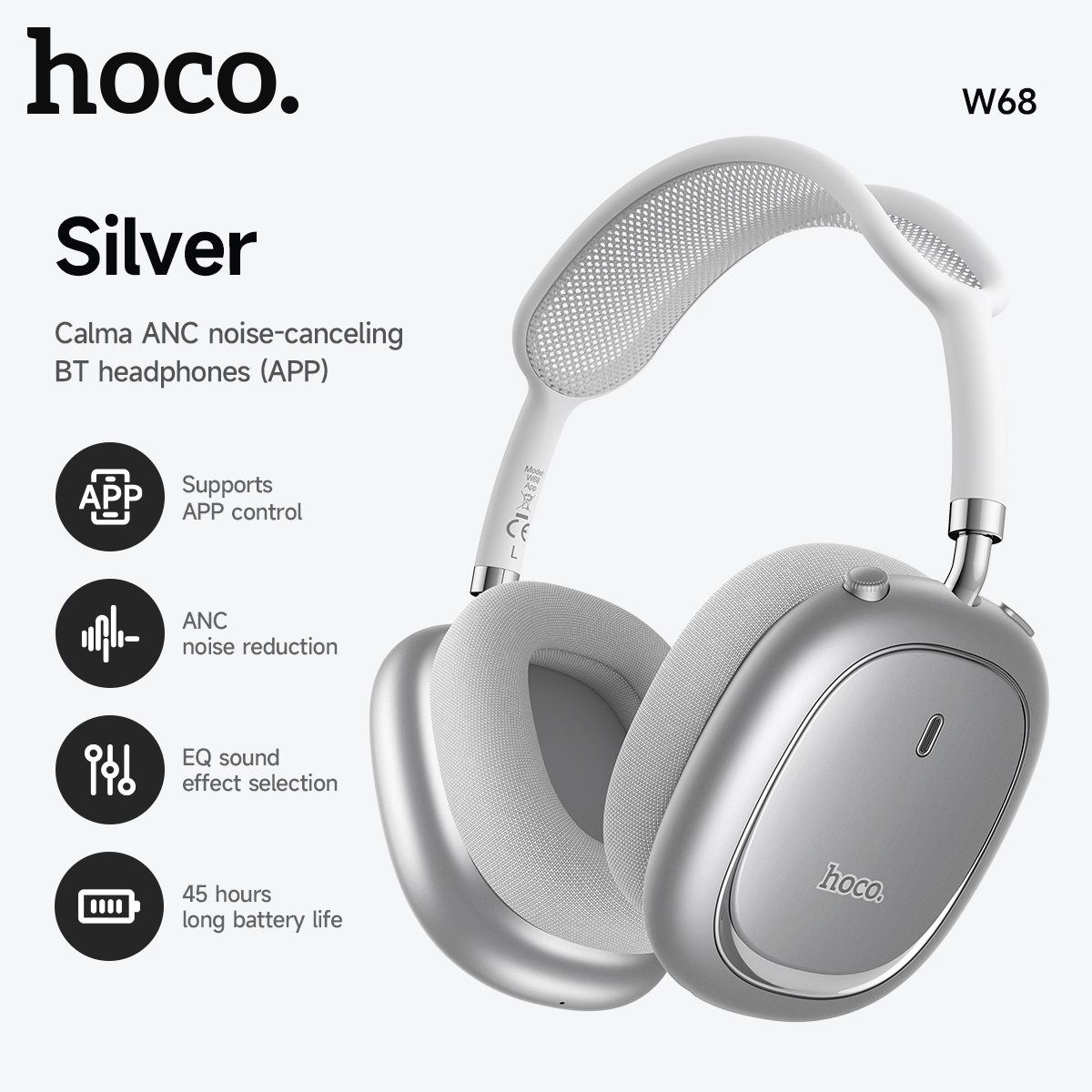 Anc Wireless Over Ear Headphones - Headphone Bluetooth 6.0 dengan Peredam Kebisingan