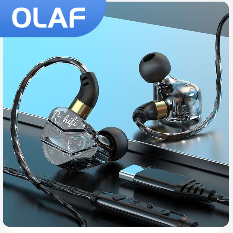 OLAF headphone Gaming tipe C,  - Type C Wired Earphones With Mic ulasan dan harga